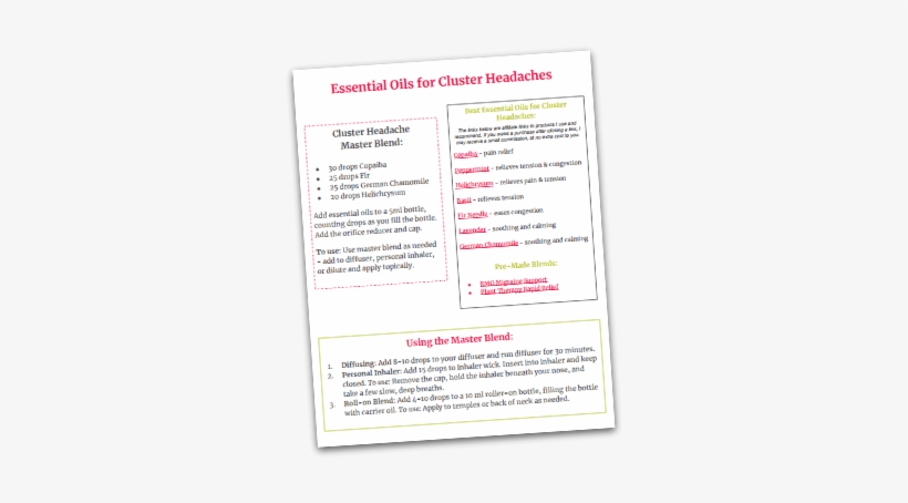 Essential Oils For Cluster Headaches Free Download - Essential Oil, transparent png #3542413