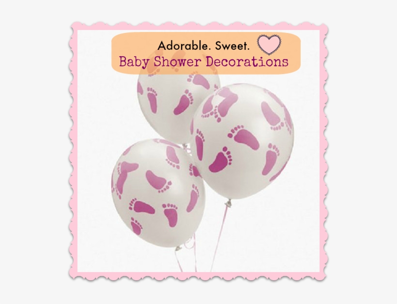 Baby Shower Room Decorations - Pink Latex Baby Footprints Balloons, transparent png #3542416