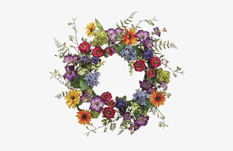 Easter Wreath Png Pic - Allstate 24" Daisy, Ranunculus, And Morning Glory Wreath, transparent png #3542651