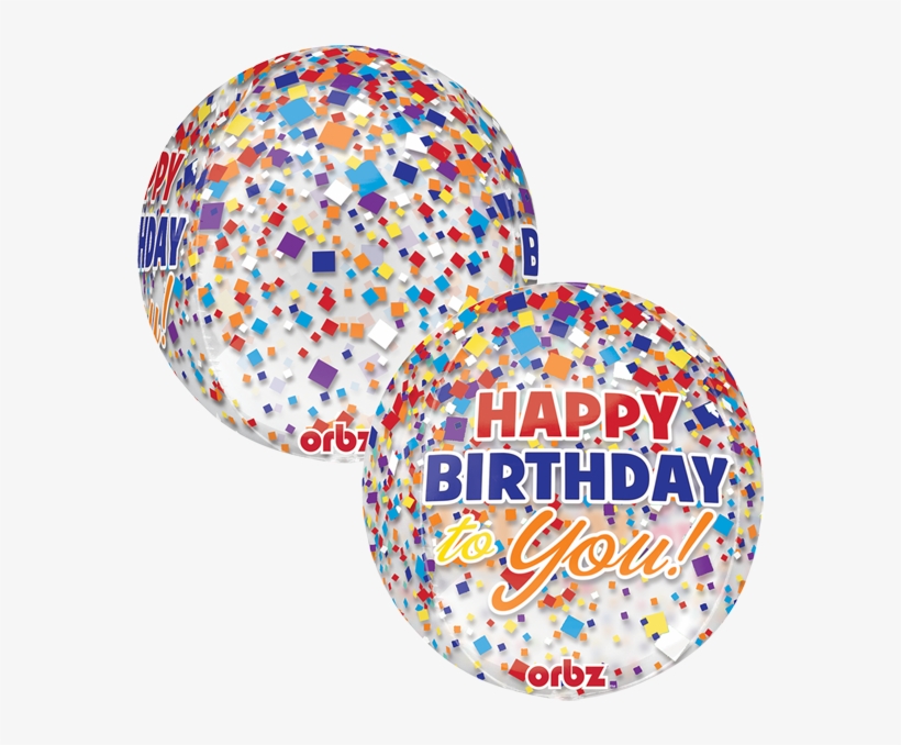 Globo Hbd Clear - Amscan Orbz Happy Birthday Confetti Balloon, Clear, transparent png #3542796