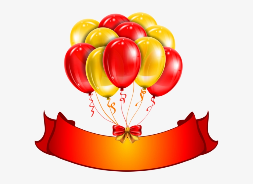 Faixa De Aniversário, Kit Festa, Bolos De - Red And Yellow Balloons Png, transparent png #3543890