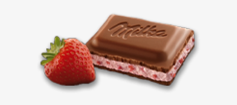 Barra De Chocolate Ao Leite Milka Morango 100 Gr - Morango E Chocolate Em Png, transparent png #3544559