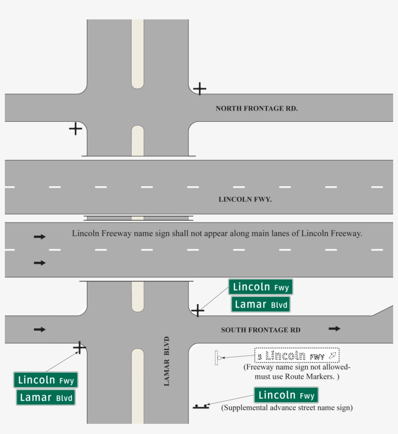 Street Signs On City Street For Named Freeway Route - Street, transparent png #3545168