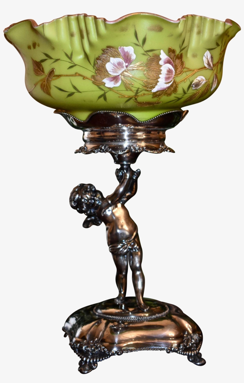 Rare Cased Art Glass Brides Bowl Chartreuse Exterior - Tableware, transparent png #3546410