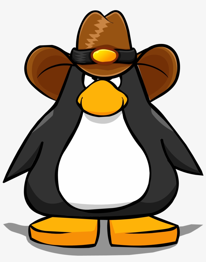 Brown Cowboy Hat From A Player Card Paper - Penguin With Hard Hat, transparent png #3547539