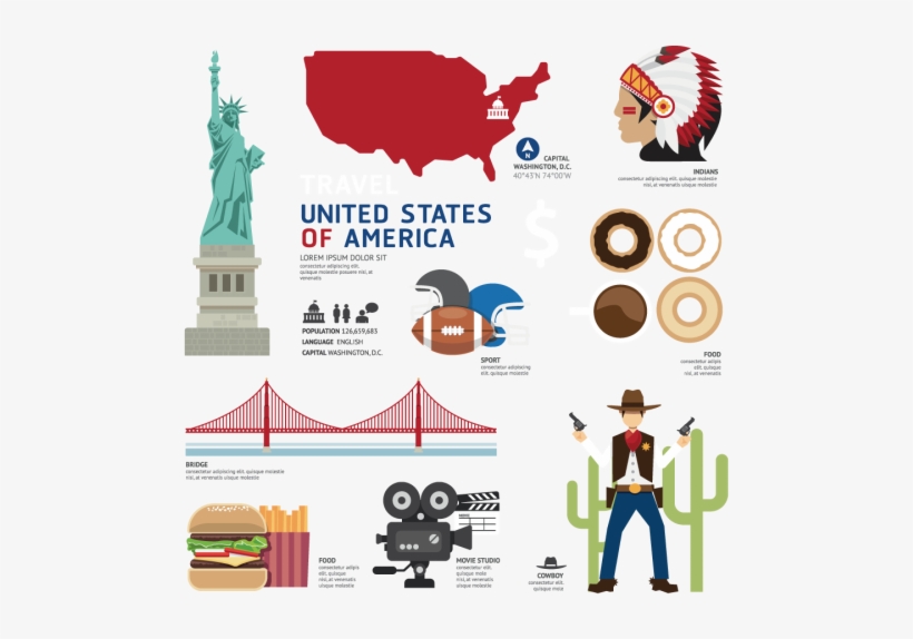 América Mapa Estatua De La Libertad Indios Rugby Golden - Vector Graphics, transparent png #3548265