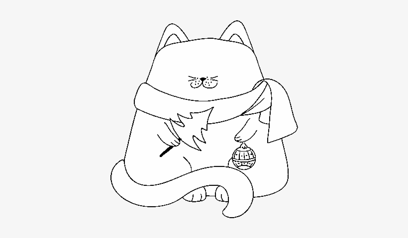 Dibujo De Gato Con Adornos Navideños Para Colorear - Disegni Natalizi Gatto, transparent png #3550163