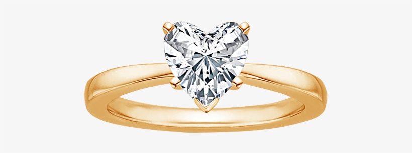 Anillos De Compromiso - 9ct Yellow Gold Solitaire Engagement Ring Accents Heart, transparent png #3550511
