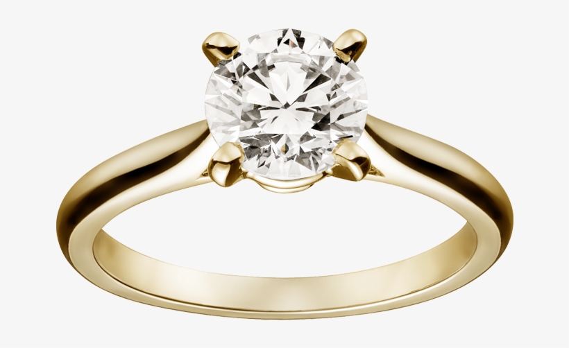 Engagement Rings Yellow Gold, Diamond - Cartier Solitaire Engagement Ring Gold, transparent png #3550649