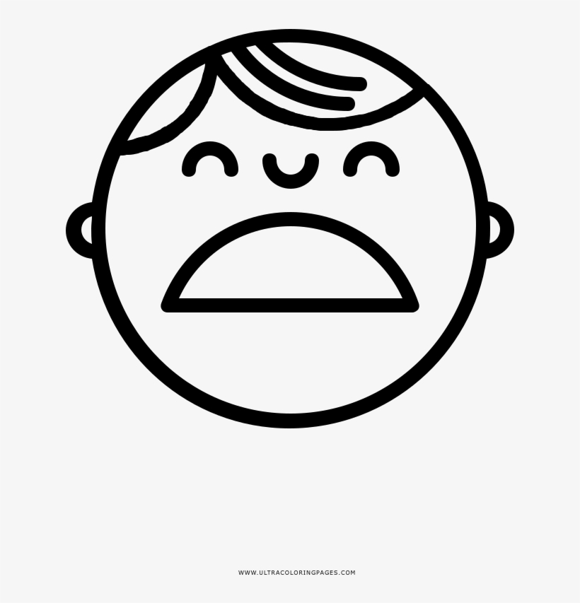 Sad Face Coloring Page - Carita Feliz Para Colorear, transparent png #3551972