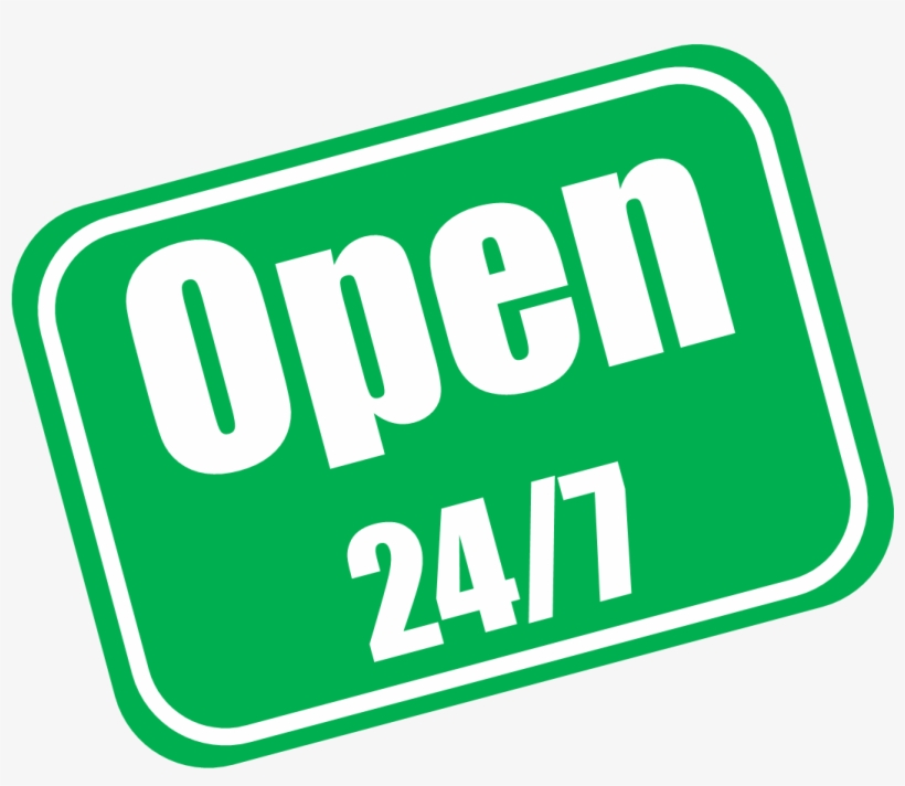 Open 24 7 - Open 24 7 Sign, transparent png #3552588