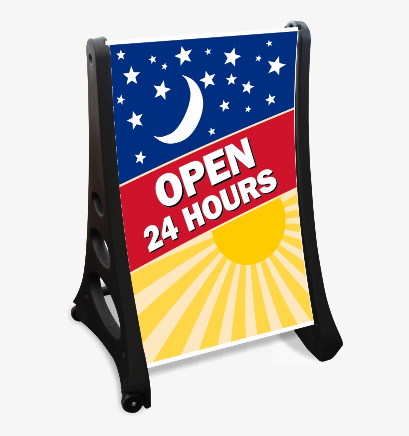 Open 24 Hours A-frame Portable Sidewalk Sign Kit - Sign, transparent png #3552834