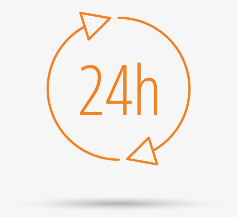 Open 24 Hours Orange Icon With Shadow - 24 Hour Orange Icon, transparent png #3552854