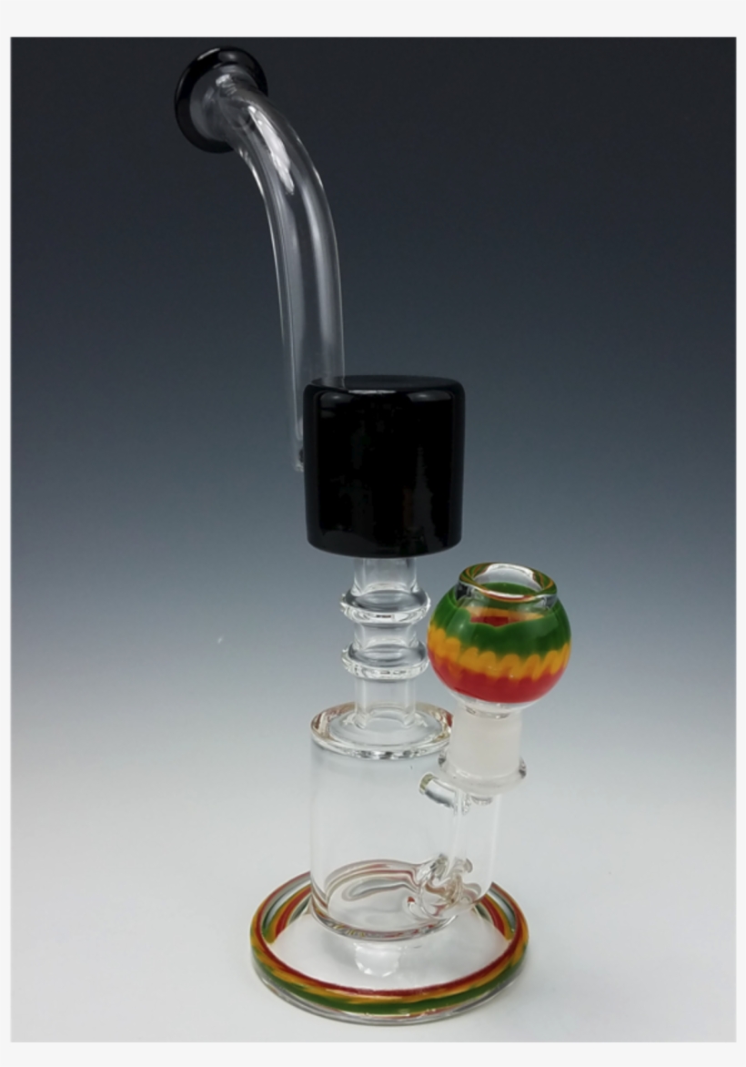 9" Rasta Colored Dab Rig With Bent Neck & Black Glass - Smoking Pipe, transparent png #3557075