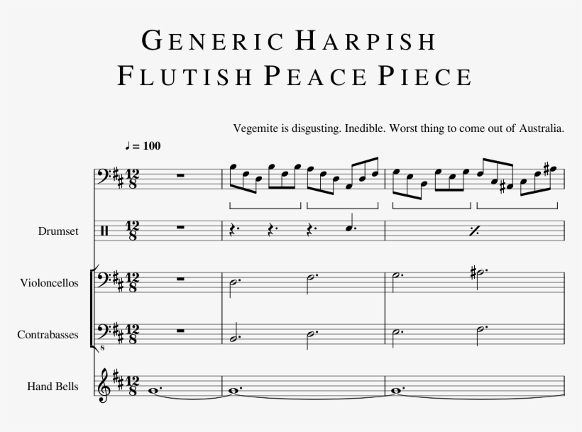 G E N E R I C H A R P I S H F L U T I S H P E A C E - Sheet Music, transparent png #3558812