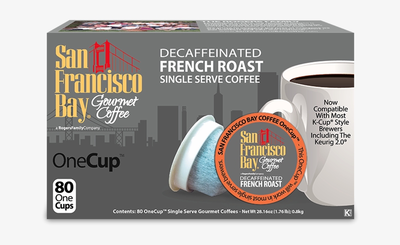 Decaf French Roast Coffee, 80 Ct - San Francisco Bay Hazelnut Creme Gourmet Coffee Single, transparent png #3559750