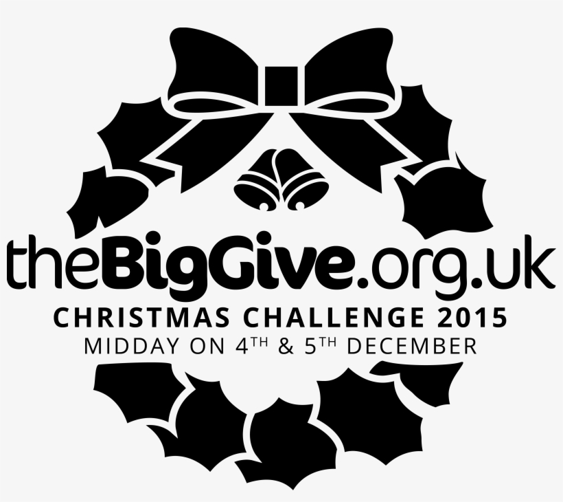 Centred Wreath, Black, Full Tagline - Big Give Christmas Challenge 2018, transparent png #3559782