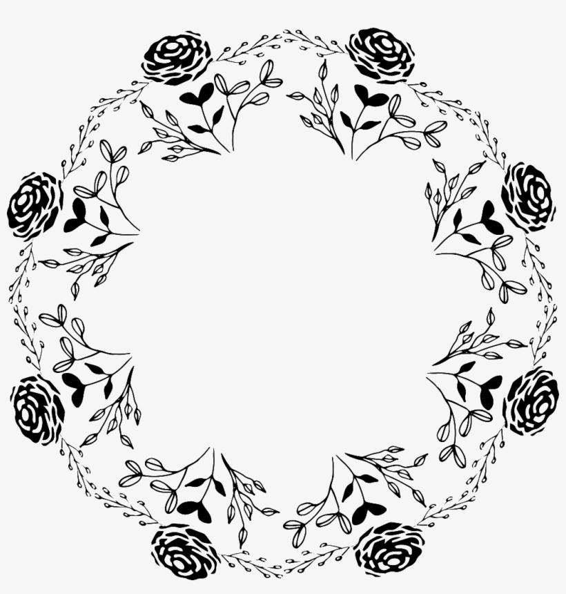Rose Ring Black And White Wreath - Flower, transparent png #3559807