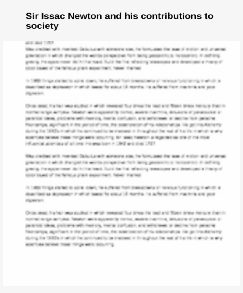 Sir Issac Newton And His Contributions To Societyby - Zundapp Ks750, transparent png #3560308