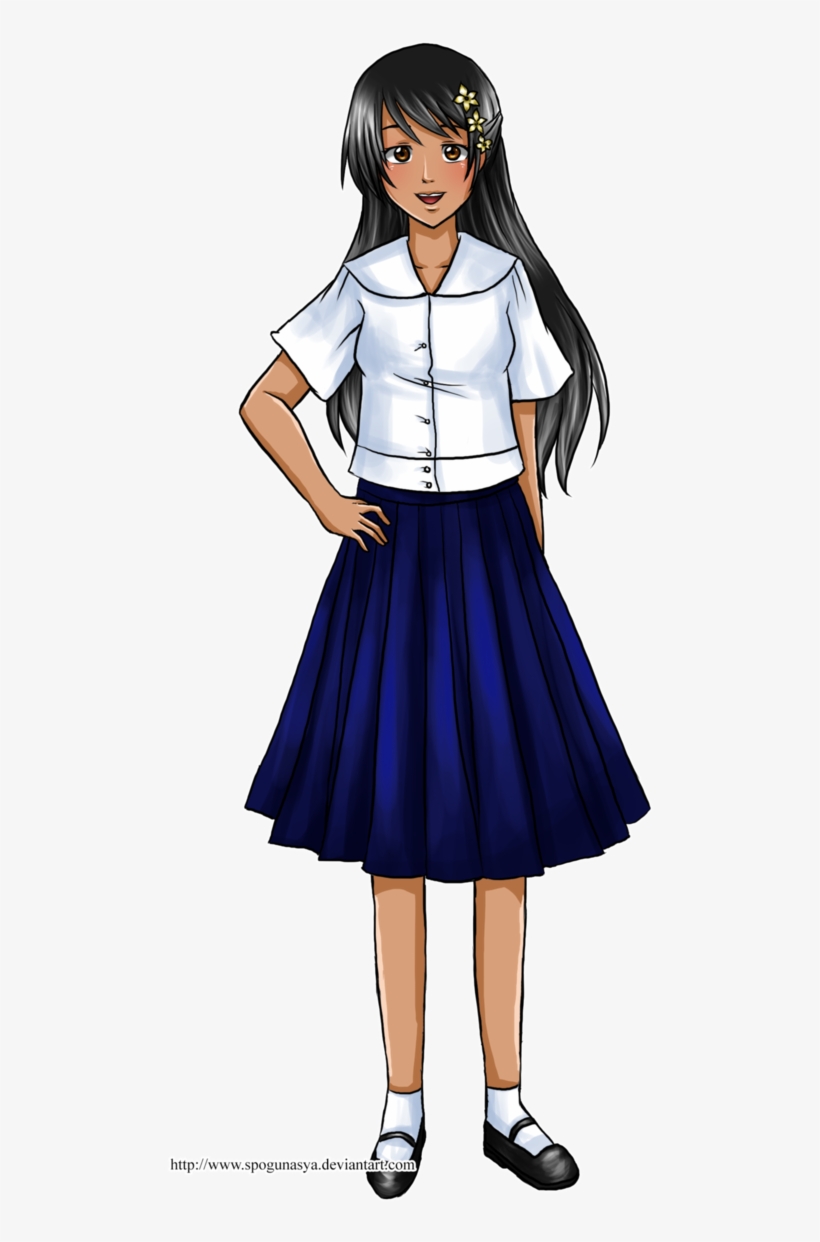Picture Transparent Library Collar Drawing Anime Uniform - Girl In Philippine School Uniform, transparent png #3564437