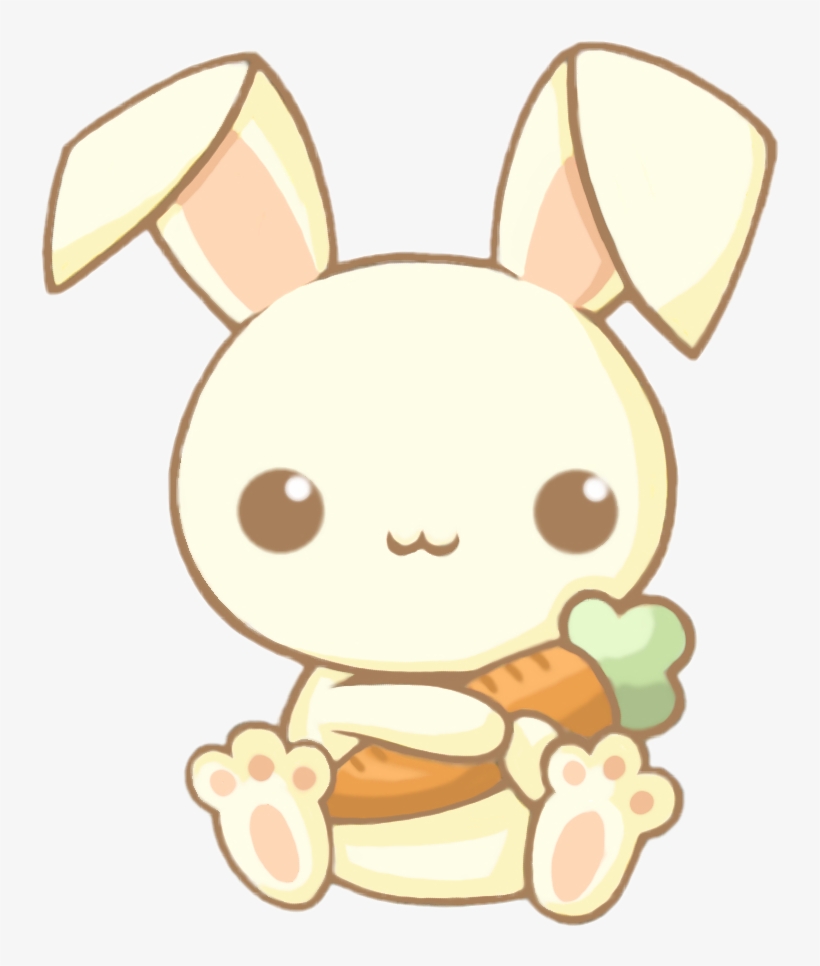 Cute Kawaii Bunny Rabbit Carrot Chibi Animals Adorable - Easy Cute Bunny Drawing, transparent png #3568749