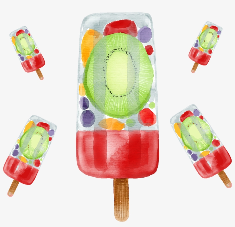 Dibujos Animados Coloridos Elementos De Helado De Fruta - Ice Cream, transparent png #3568887