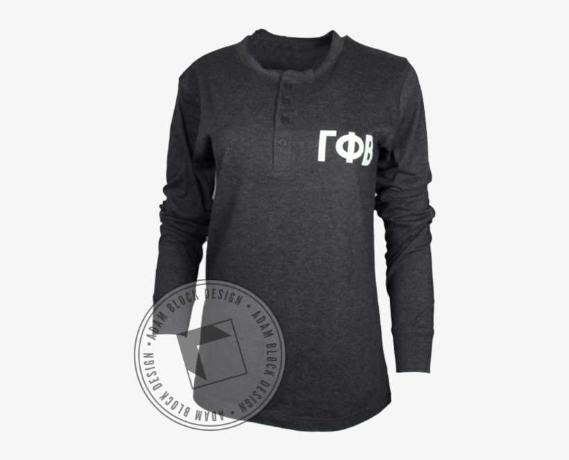 Gamma Phi Beta Crest Long Sleeve Henley - T-shirt, transparent png #3571315