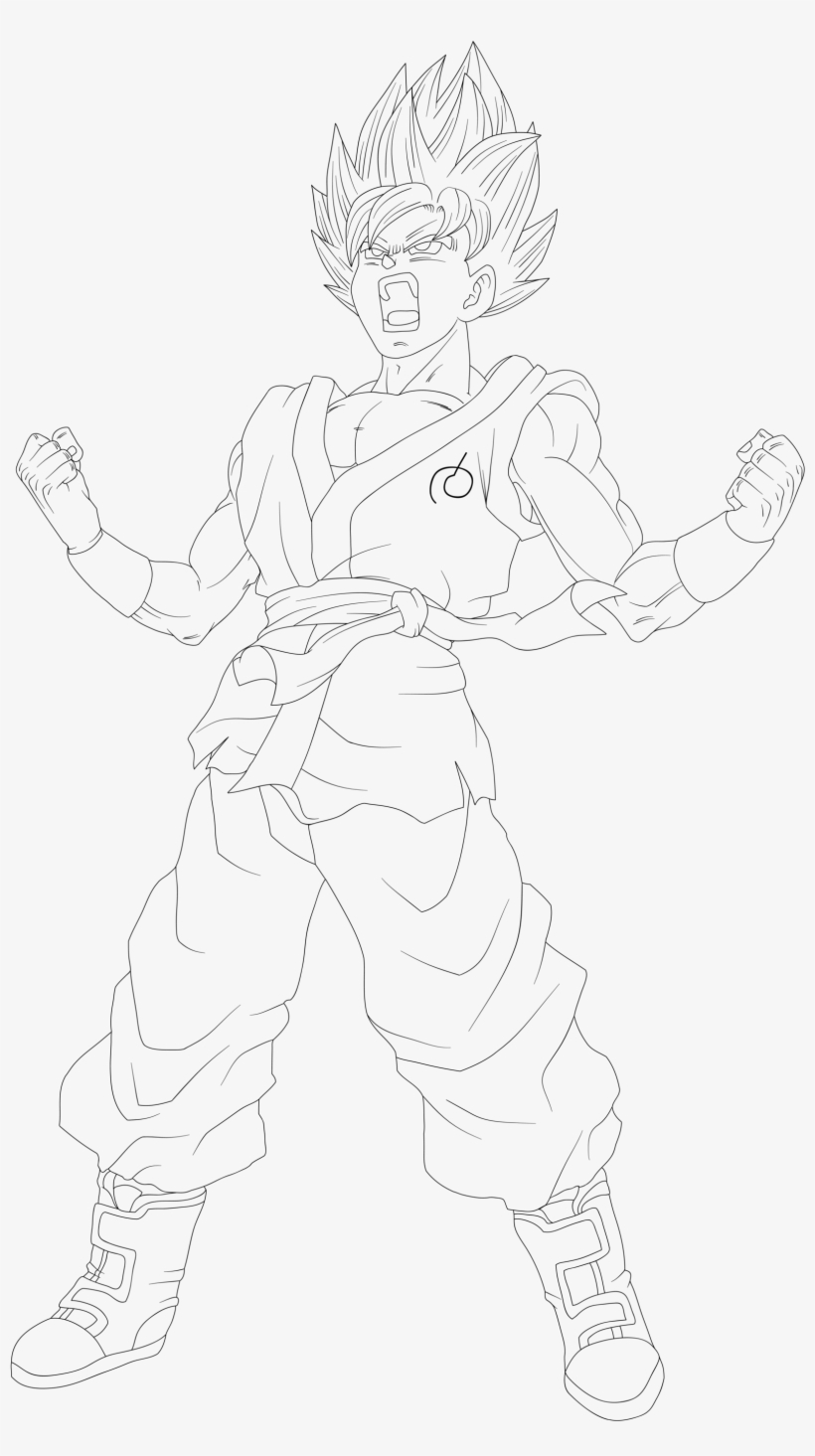 Goku Ssgss Fukkatsu No F Power Up Lineart By Dragonballaffinity - Goku Ssgss Kaioken Coloring Pages, transparent png #3571966