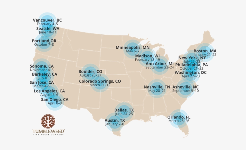 2017 Tumbleweed Tiny House Workshop Locations - Atlas, transparent png #3572528
