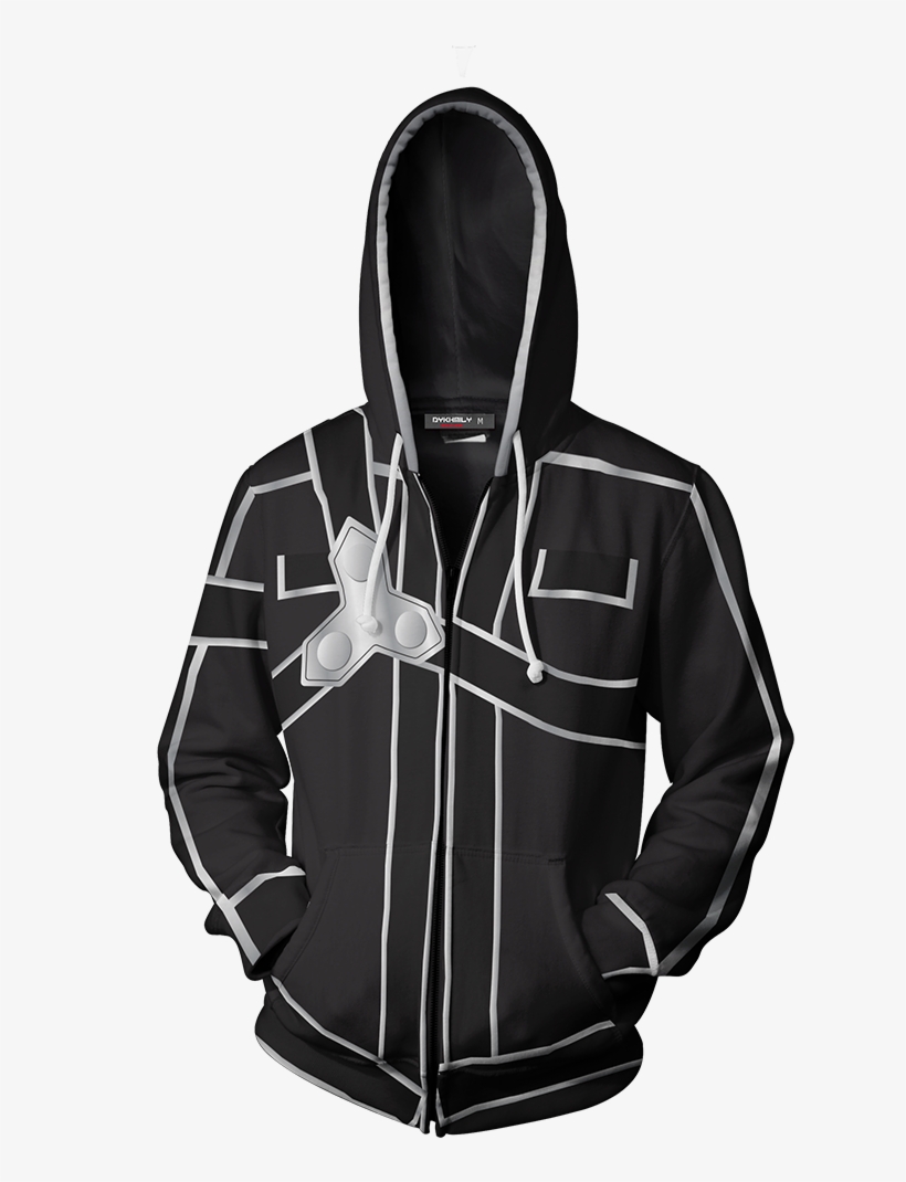 Sword Art Online Kirito Cosplay Zip Up Hoodie Jacket - Red Zip Up Hoodie Goth, transparent png #3573161