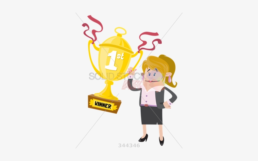 Stock Illustration Of Cartoon Caucasian Business Woman - Win First Prize, transparent png #3575800