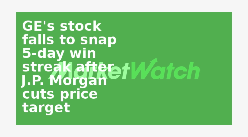Ge's Stock Falls To Snap 5-day Win Streak After J - Parallel, transparent png #3581999