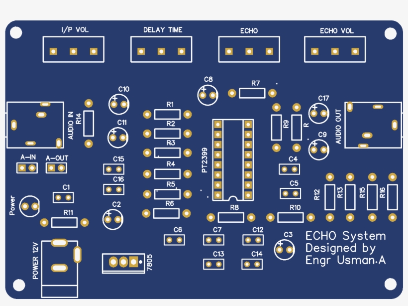 Echo Sound Pcb Live Echo Sound Systemfor More Details - Make A Live Echo Sound Circuit Free Pcb Design, transparent png #3585889