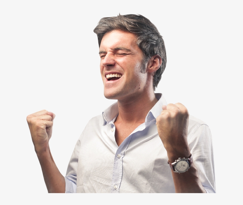 Excited Handsome Man With Clenched Fists - Excited People No Background, transparent png #3586423