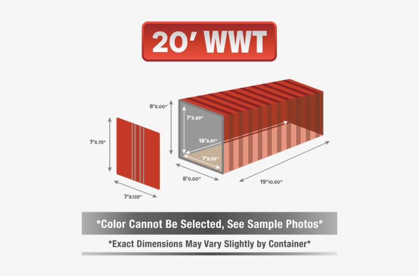 20' Shipping Container For Sale, 20' Shipping Container, - Container Dimensions, transparent png #3587597