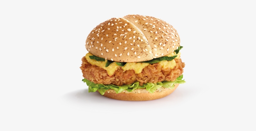 Salted Egg Yolk Chicken Burger, transparent png #3587751