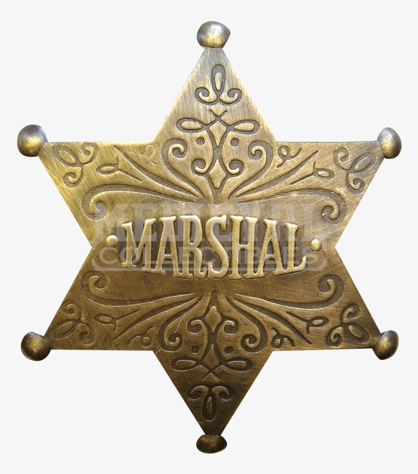 Fancy Marshal Badge - Sheriff Badge In Brass, transparent png #3592599