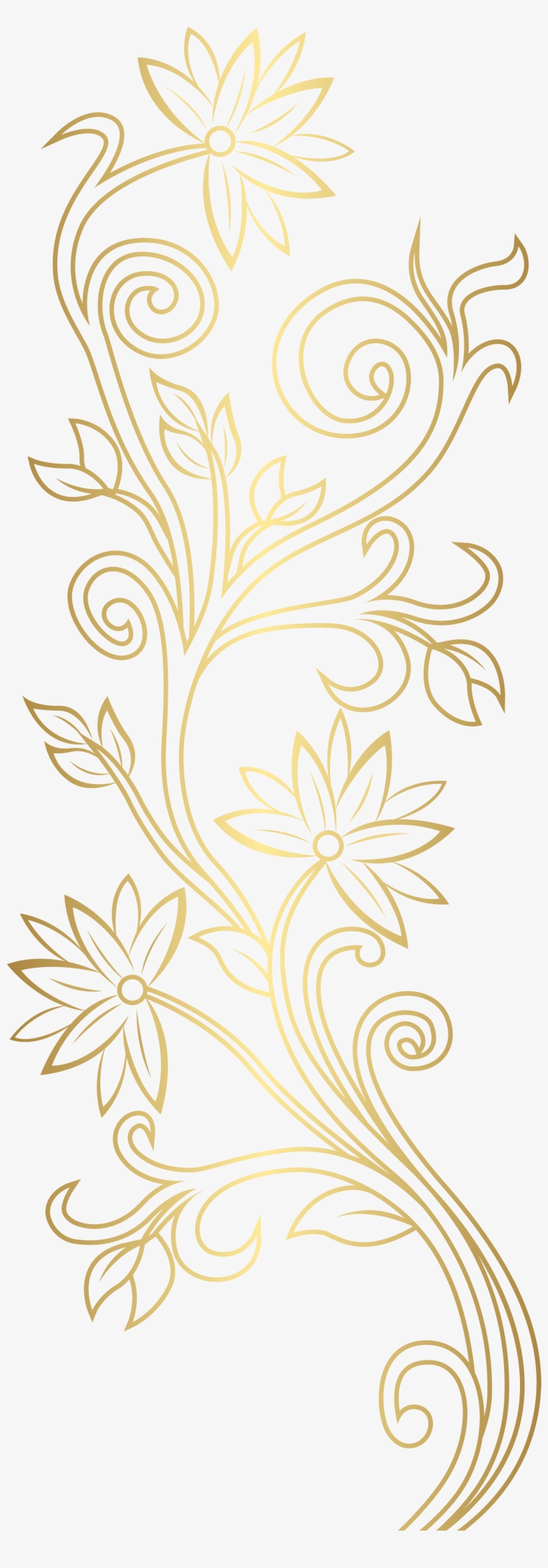 Floral Pattern In Gold Png, transparent png #3592646