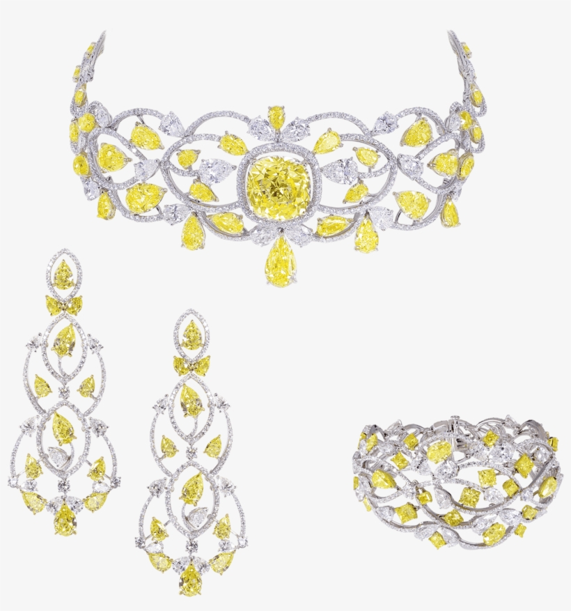 Natural Fancy Vivid And Intense Yellow And White-diamond - Graff Jewellery Suites & Tiaras, transparent png #3592805