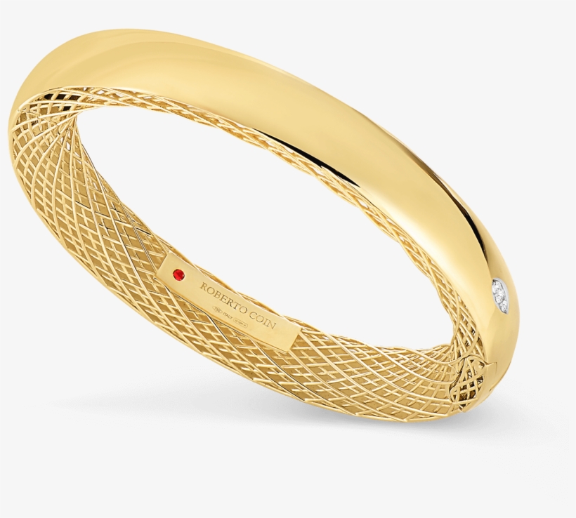 Roberto Coin Golden Gate 18k Yellow Gold And - Roberto Coin Golden Gate Diamond Bangle Bracelet, transparent png #3593072