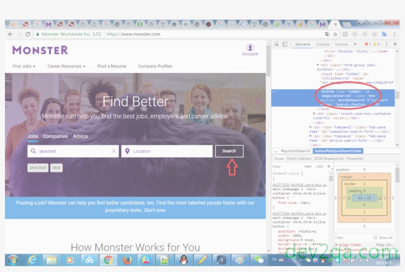 Monster Job Search Page Submit Button - Monster.com, transparent png #3593104
