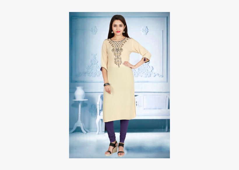 Indijoy Women's Rayon Straight Kurti With Embroidery-off - Embroidery, transparent png #3593565