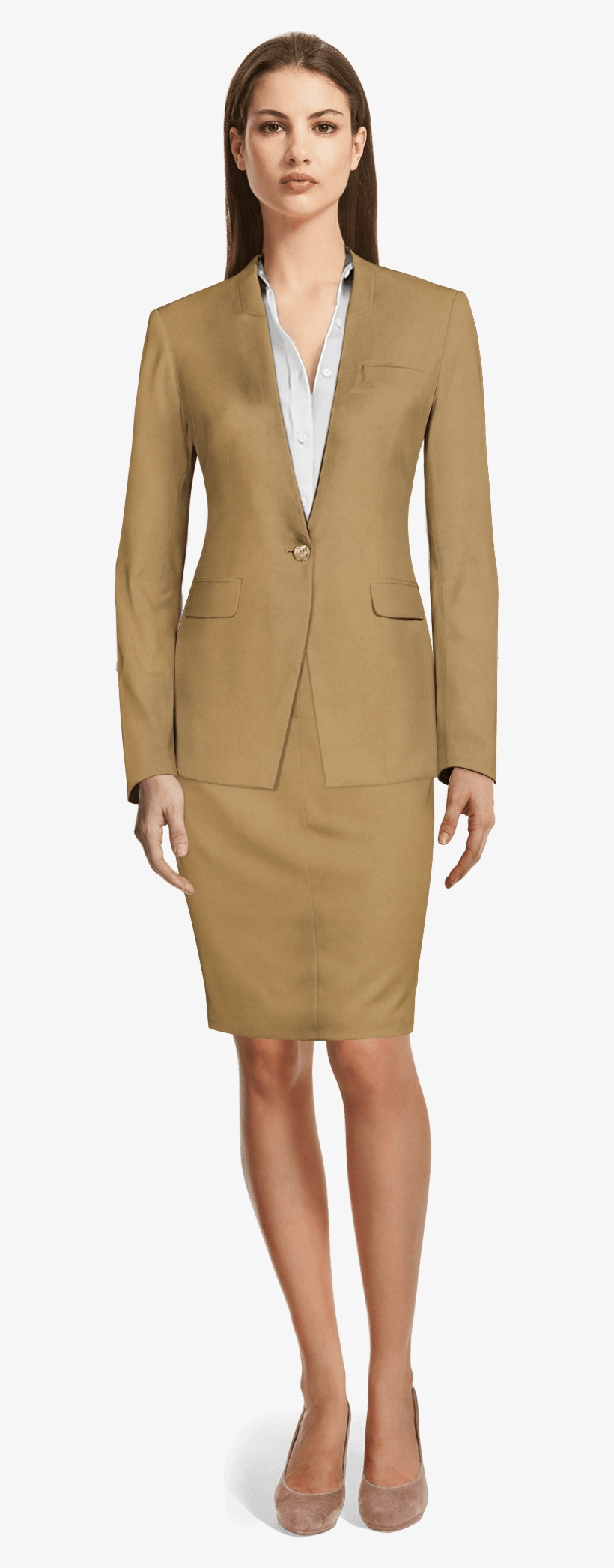 Custom Skirt Suits Business Pencil Tweed Skirt Suits - Sumissura Women's Grey Polyester Tuxedo, Tailored, transparent png #3594311