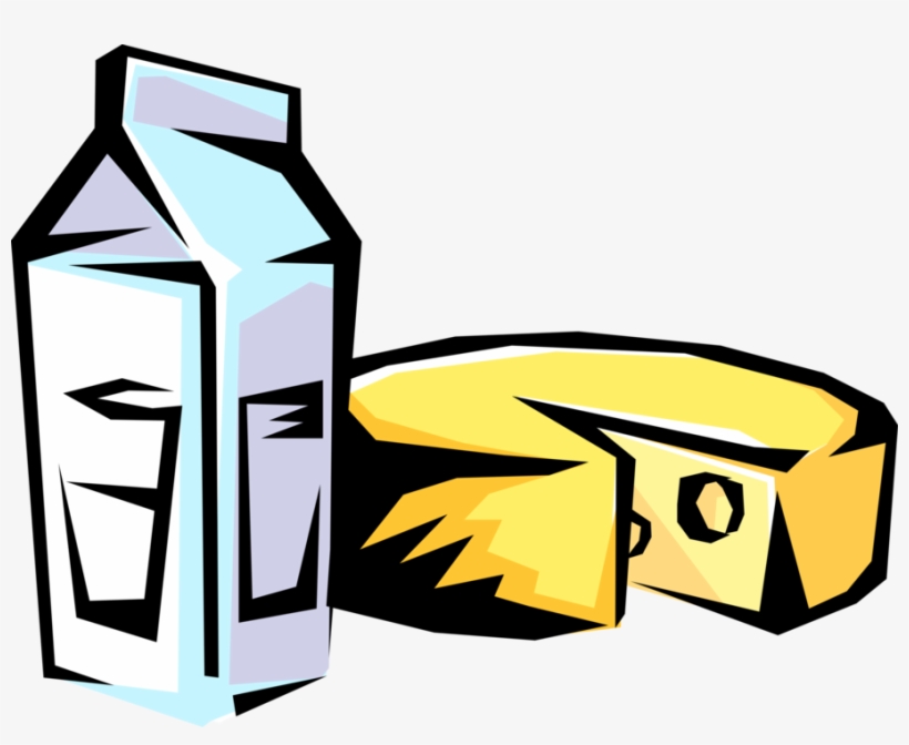 Vector Illustration Of Dairy Milk And Cheese, transparent png #3594374