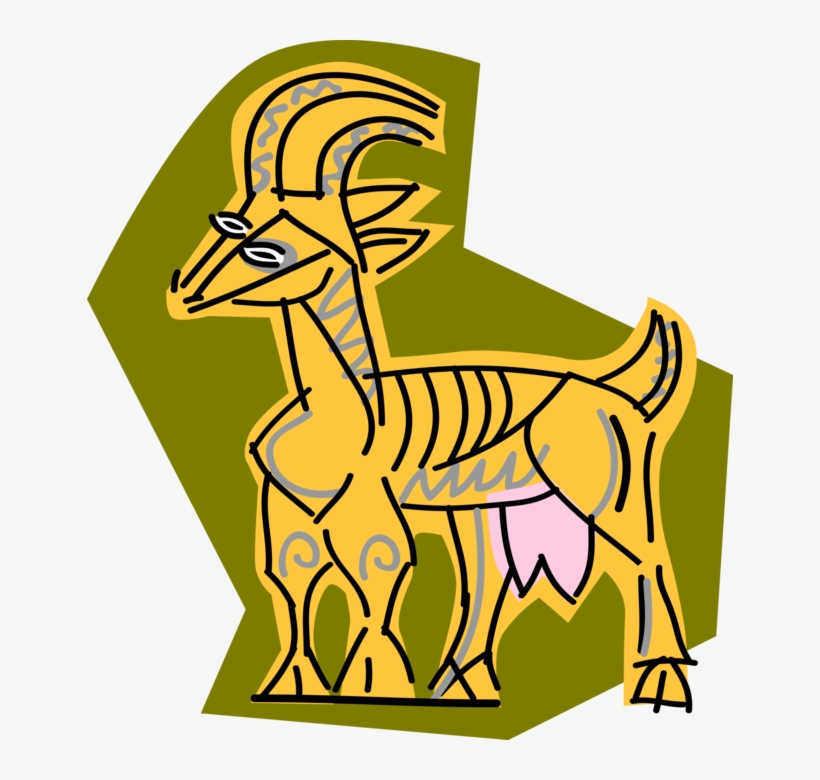 Vector Illustration Of Domesticated Billy Goat With, transparent png #3594772