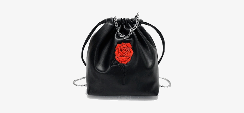Itgirl Shop Shoulder Chain Rose Embroidery Black Pu - Soft Grunge, transparent png #3594834