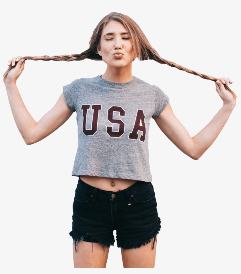 Girl Transparent - Wysięgnik Monopod Selfie Z Przyciskiem I Kablem Minijack, transparent png #3595411