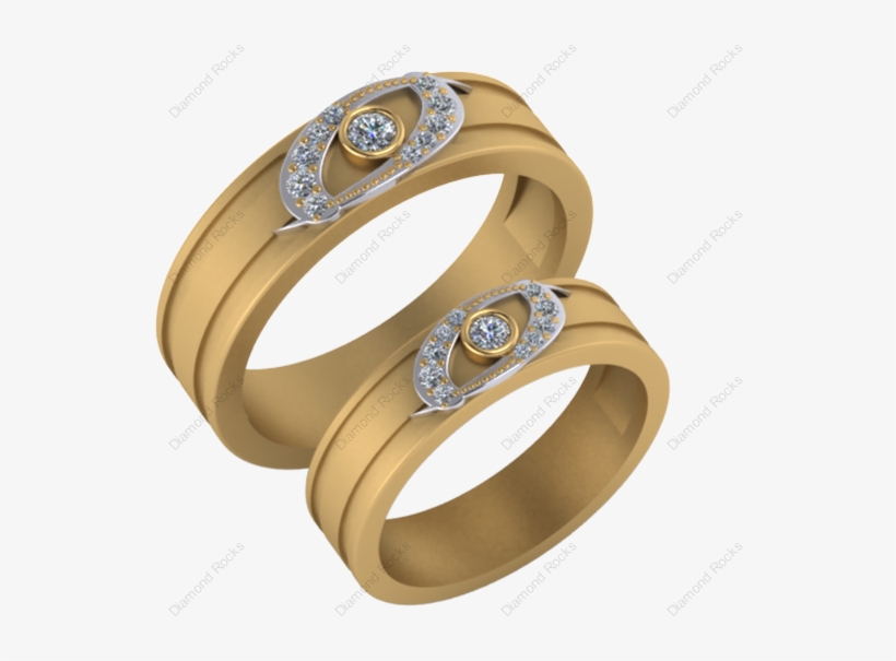 13cts Brilliant Diamond M/f Couple Band In 18k Yellow - Gold, transparent png #3597322