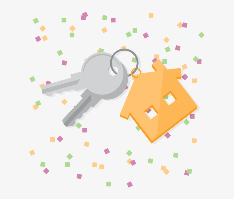 House Keys With New Year's Confetti In Background - New Year New Home, transparent png #3597347