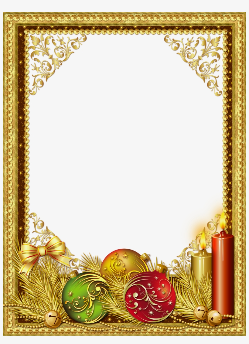 Beautiful Gold Christmas Png Photo Frame View Full, transparent png #360036
